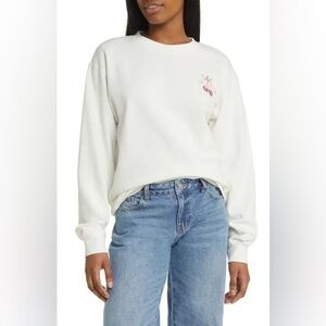 Golden Hour Cotton Blend Fleece Graphic Sweatshirt Women’s Size Large Cherry Bow